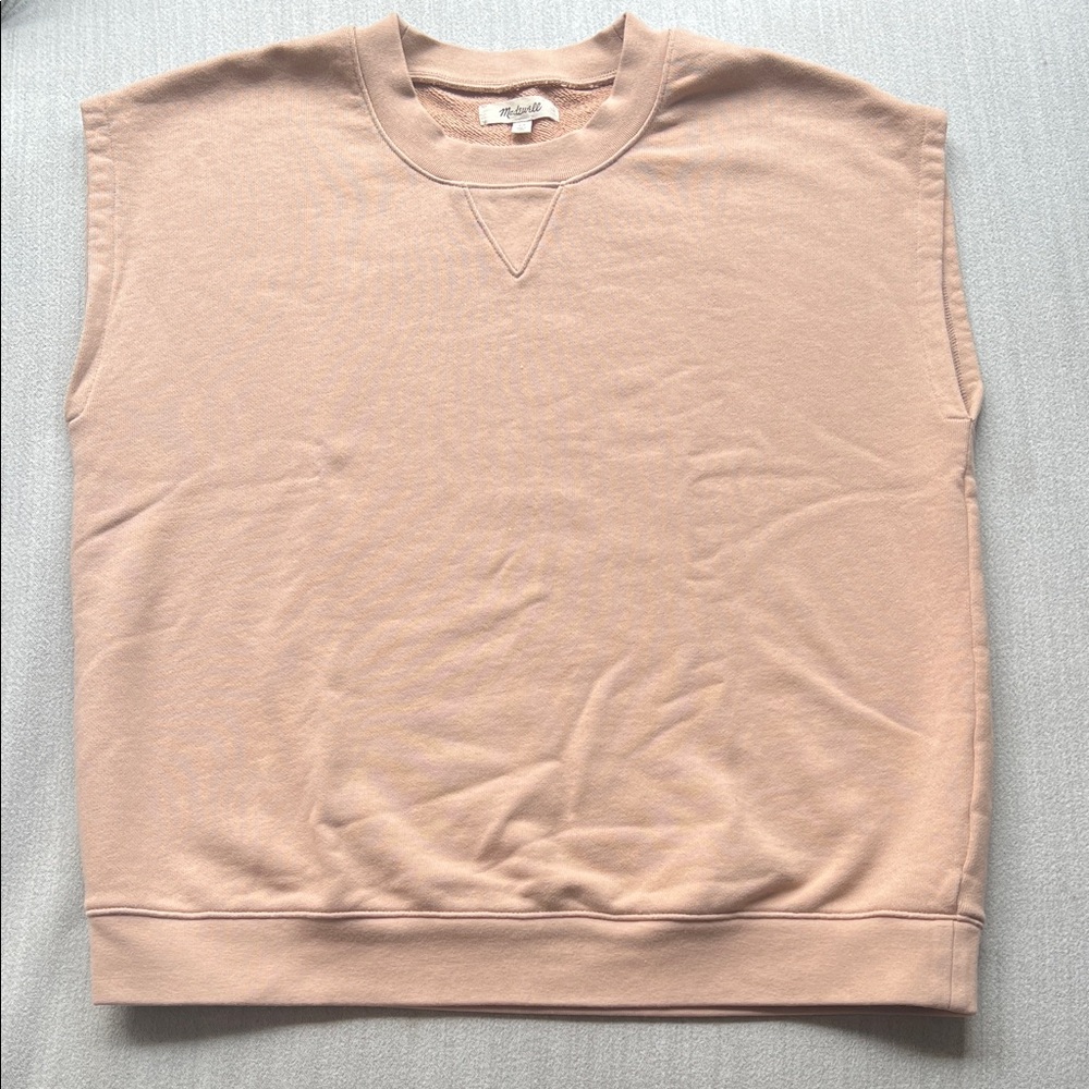 Madewell Women’s Crewneck Sleeveless Sweatshirt in Tan